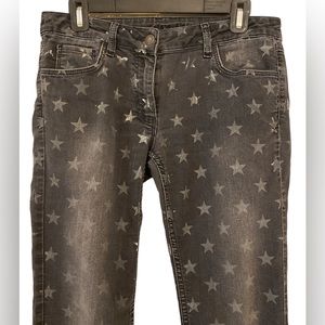 Sandro Paris designer distressed gray jeans with stars print size / 6 US size